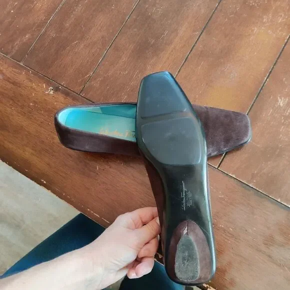 salvatore Ferragamo boutique vintage 90s brown suede loafers size 7 - Picture 9 of 9